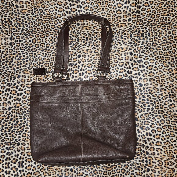 COACH Penelope Brown Pebbled Leather Handbag Double Straps - Picture 2 of 5